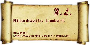 Milenkovits Lambert névjegykártya